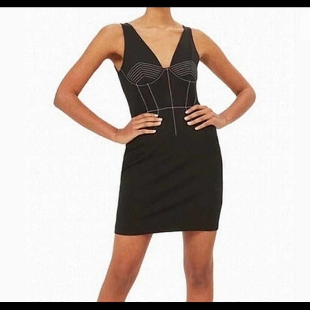 New Top Shop black plunge neck sheath dress.